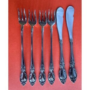 Oneida LOUISIANA Cocktail/Seafood Fork (4) Butter Spreader (2) Stainless Glossy